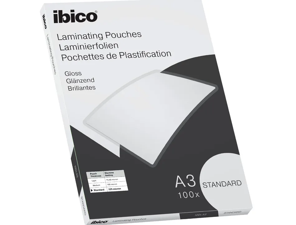 Pochette plastification ibico basics a3 125 microns coloris transparent boite 100 unites