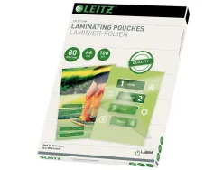 Pochette plastification leitz a4 80 microns coloris transparent boite 100 unites