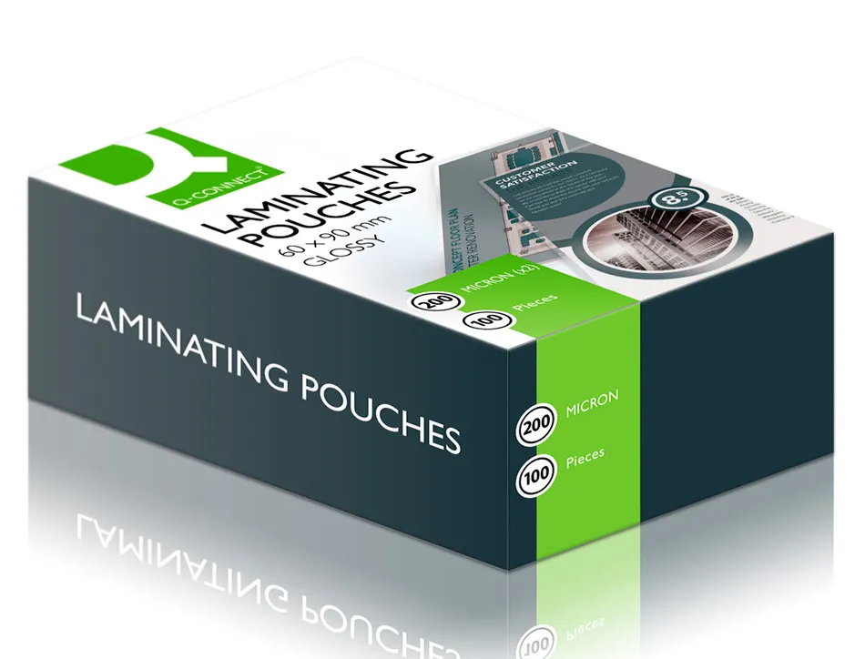 Pochette plastification q-connect à chaud économique format 90x60mm 200 microns boîte 100 unités