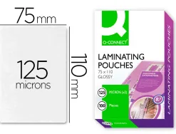 Pochette plastification q-connect à chaud économique format 110x75mm 125 microns boîte 100 unités