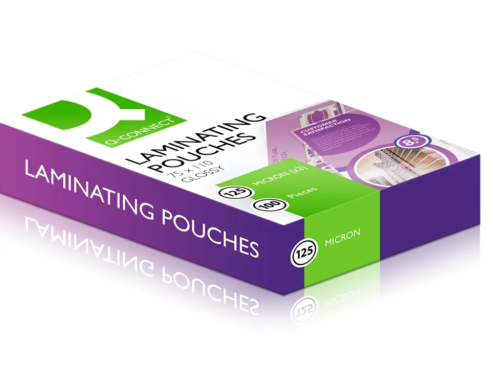 Pochette plastification q-connect à chaud économique format 110x75mm 125 microns boîte 100 unités