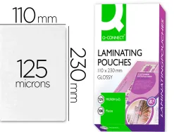 Pochette plastification q-connect à chaud économique format 110x230mm 125 microns boîte 100 unités