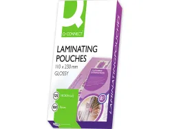 Pochette plastification q-connect à chaud économique format 110x230mm 125 microns boîte 100 unités