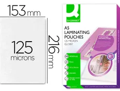 Pochette plastification q-connect autoadhésive 2 faces format a5 125 microns antistatique boîte 25 unités