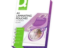 Pochette plastification q-connect autoadhésive 2 faces format a5 125 microns antistatique boîte 100 unités