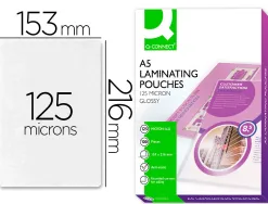 Pochette plastification q-connect autoadhésive 2 faces format a5 125 microns antistatique boîte 100 unités