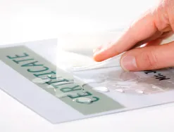 Pochette plastification q-connect autoadhésive 2 faces format a5 125 microns antistatique boîte 100 unités