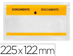 Pochette porte-documents q-connect 225x122mm auto-adhesive transparente texte francais allemand boite 100 unites