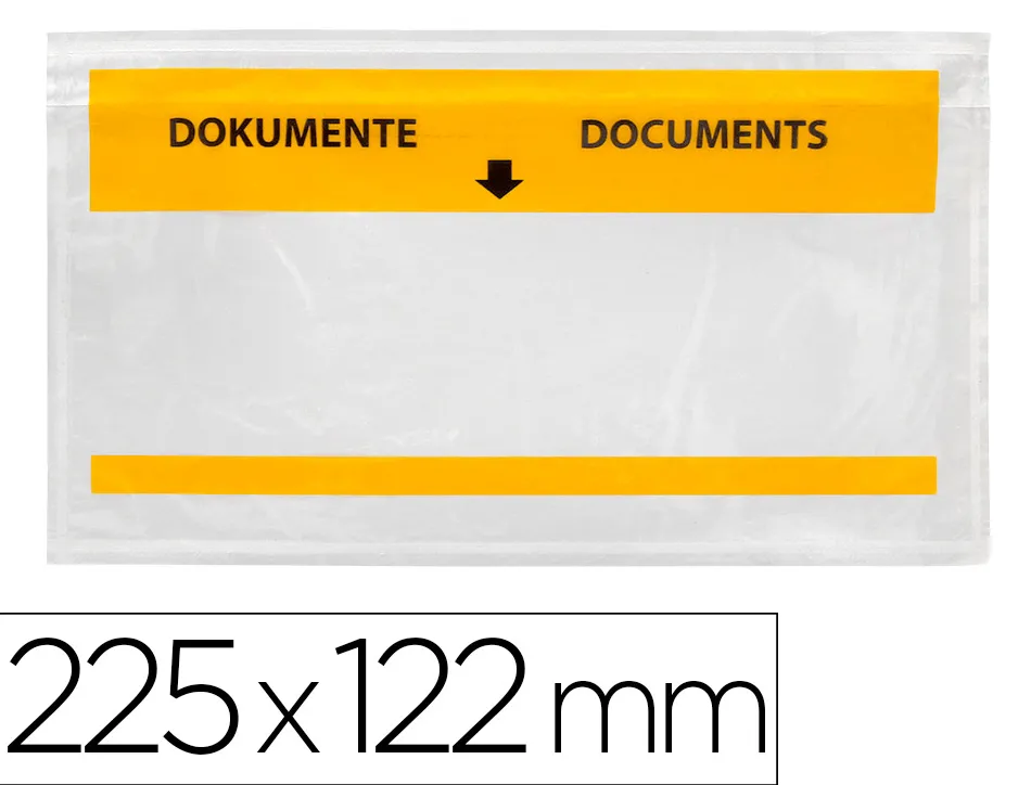 Pochette porte-documents q-connect 225x122mm auto-adhesive transparente texte francais allemand boite 100 unites