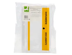 Pochette porte-documents q-connect 225x122mm auto-adhesive transparente texte francais allemand boite 100 unites