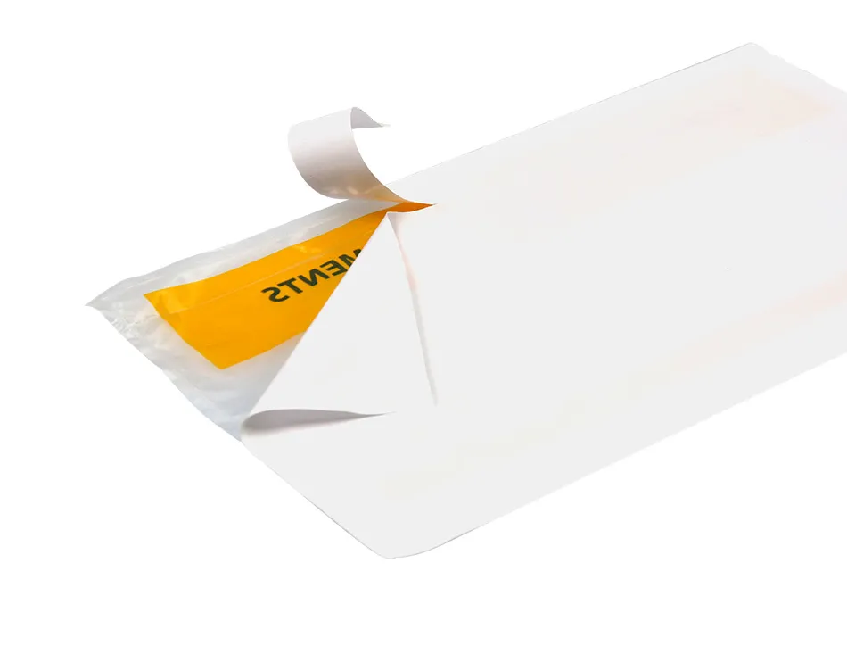 Pochette porte-documents q-connect 225x122mm auto-adhesive transparente texte francais allemand boite 100 unites