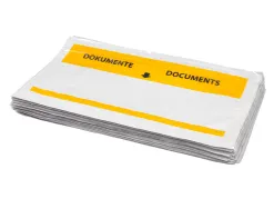 Pochette porte-documents q-connect 225x122mm auto-adhesive transparente texte francais allemand boite 100 unites