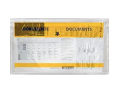 Pochette porte-documents q-connect 225x122mm auto-adhesive transparente texte francais allemand boite 100 unites