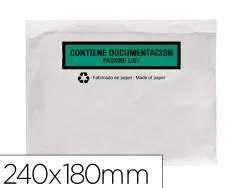 Pochette porte-documents q-connect 240x135mm auto-adhesive en papier texte espagnol anglais boite 100 unites