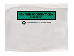 Pochette porte-documents q-connect 240x135mm auto-adhesive en papier texte espagnol anglais boite 100 unites