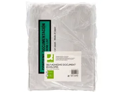 Pochette porte-documents q-connect 240x135mm auto-adhesive en papier texte espagnol anglais boite 100 unites