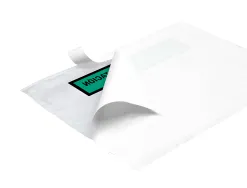 Pochette porte-documents q-connect 240x135mm auto-adhesive en papier texte espagnol anglais boite 100 unites