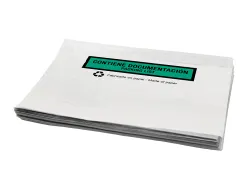 Pochette porte-documents q-connect 240x135mm auto-adhesive en papier texte espagnol anglais boite 100 unites
