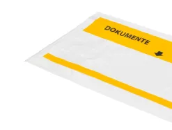 Pochette porte-documents q-connect 225x122mm auto-adhesive transparente texte francais allemand boite 1000 unites