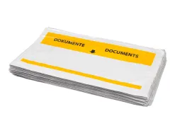 Pochette porte-documents q-connect 225x122mm auto-adhesive transparente texte francais allemand boite 1000 unites