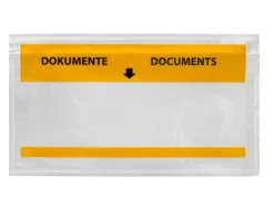 Pochette porte-documents q-connect 225x122mm auto-adhesive transparente texte francais allemand boite 1000 unites