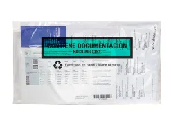 Pochette porte-documents q-connect 240x135mm auto-adhesive en papier texte espagnol anglais boite 100 unites