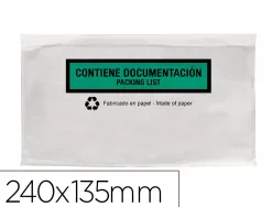 Pochette porte-documents q-connect 240x135mm auto-adhesive en papier texte espagnol anglais boite 100 unites