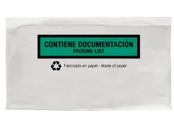Pochette porte-documents q-connect 240x135mm auto-adhesive en papier texte espagnol anglais boite 100 unites