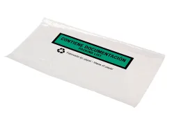 Pochette porte-documents q-connect 240x135mm auto-adhesive en papier texte espagnol anglais boite 100 unites