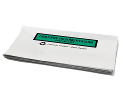 Pochette porte-documents q-connect 240x135mm auto-adhesive en papier texte espagnol anglais boite 100 unites