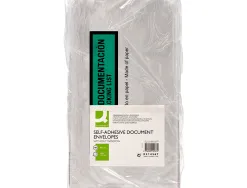 Pochette porte-documents q-connect 240x135mm auto-adhesive en papier texte espagnol anglais boite 100 unites