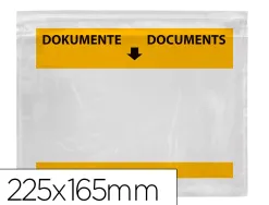 Pochette porte-documents q-connect 225x165mm auto-adhesive transparente texte francais allemand boite 100 unites