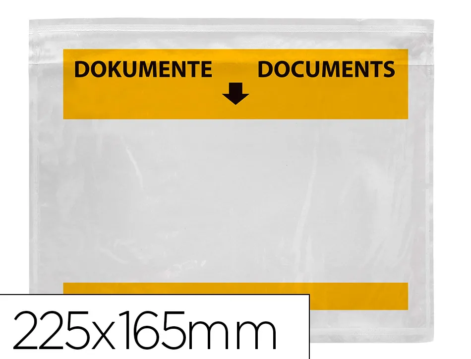 Pochette porte-documents q-connect 225x165mm auto-adhesive transparente texte francais allemand boite 100 unites