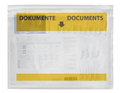 Pochette porte-documents q-connect 225x165mm auto-adhesive transparente texte francais allemand boite 100 unites