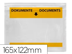 Pochette porte-documents q-connect 165x122mm auto-adhesive transparente texte francais allemand boite 100 unites