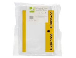 Pochette porte-documents q-connect 165x122mm auto-adhesive transparente texte francais allemand boite 100 unites