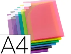 Pochette présentation tarifold polypropylène lisse 20/100e format a4/a3 coloris pastel assortis 12 unités