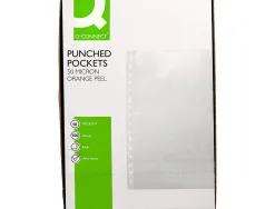 Pochette q-connect perforee folio 50 mc graine boite 100 unites