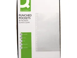 Pochette q-connect perforee din a4 80 mc cristal boite 100 unites