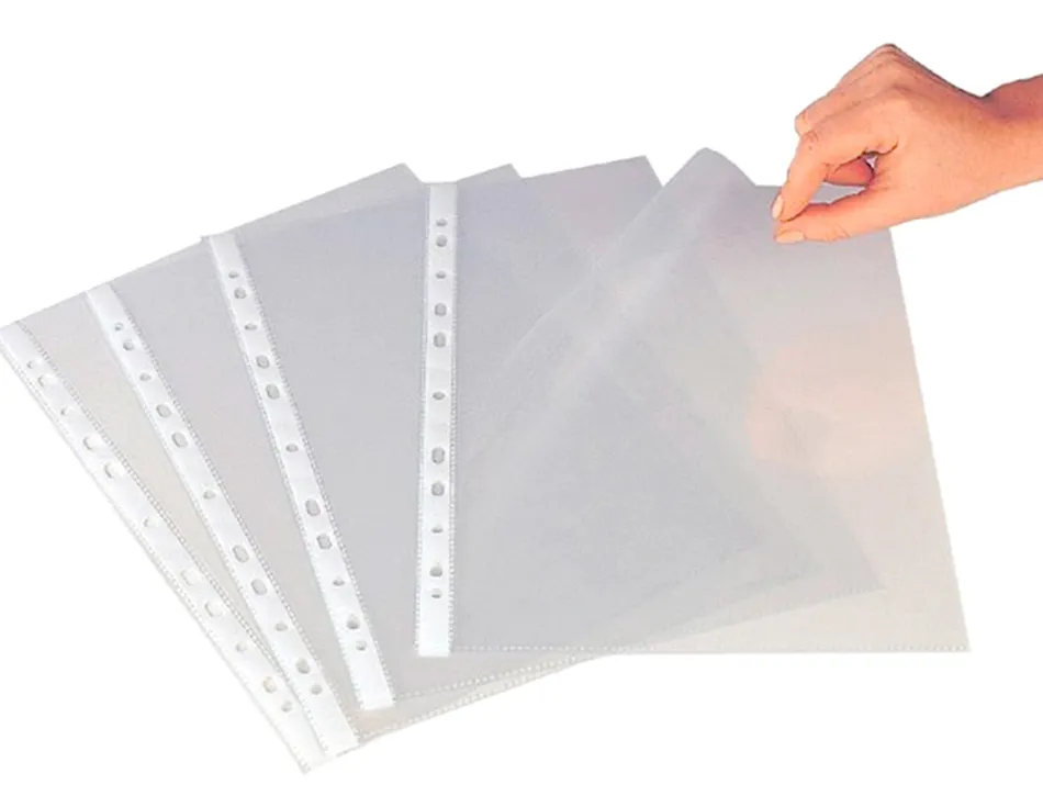 Pochette q-connect polypropylene lisse perforee din a4 80 mc cristal boite 1400 unites