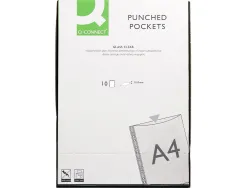 Pochette q-connect polypropylène lisse 5/100e perforée a4 cristal antistatique sachet 10 unités