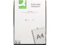 Pochette q-connect polypropylène lisse 8/100e perforée a4 cristal antistatique sachet 10 unités