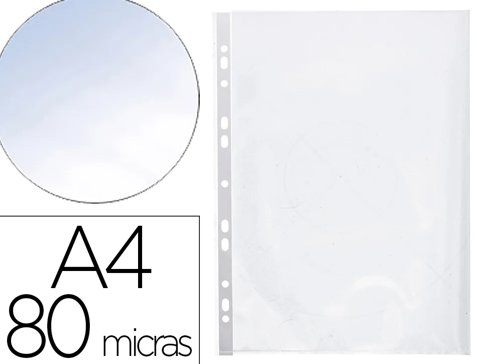 Pochette q-connect polypropylène 8/100e perforée ouverture angle antistatique a4 210x297mm sachet 25 unités