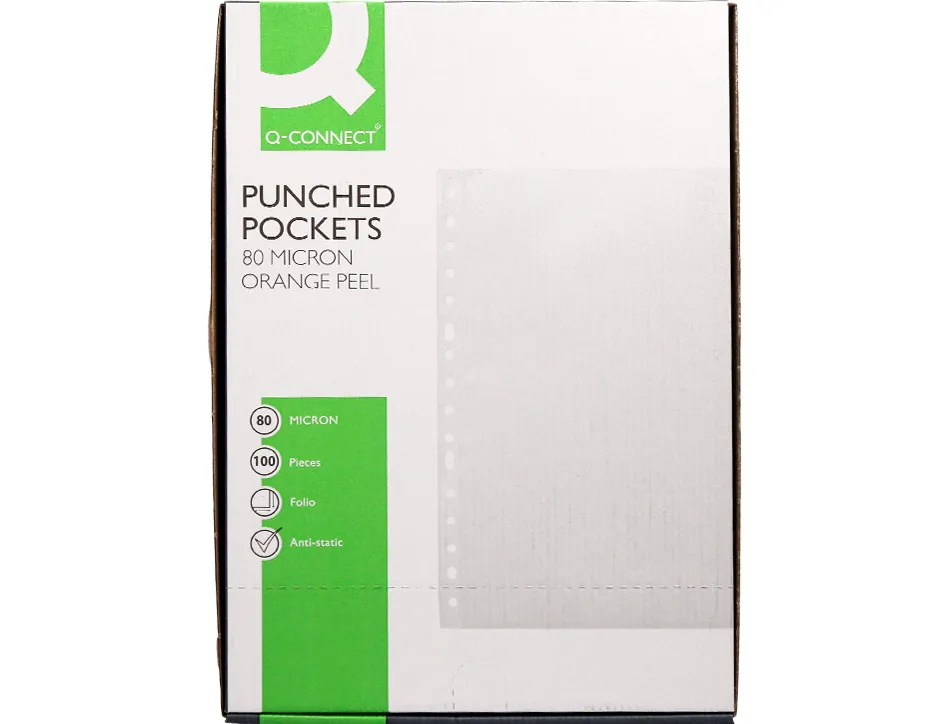 Pochette q-connect polypropylene graine perforee folio 80 mc boite 100 unites