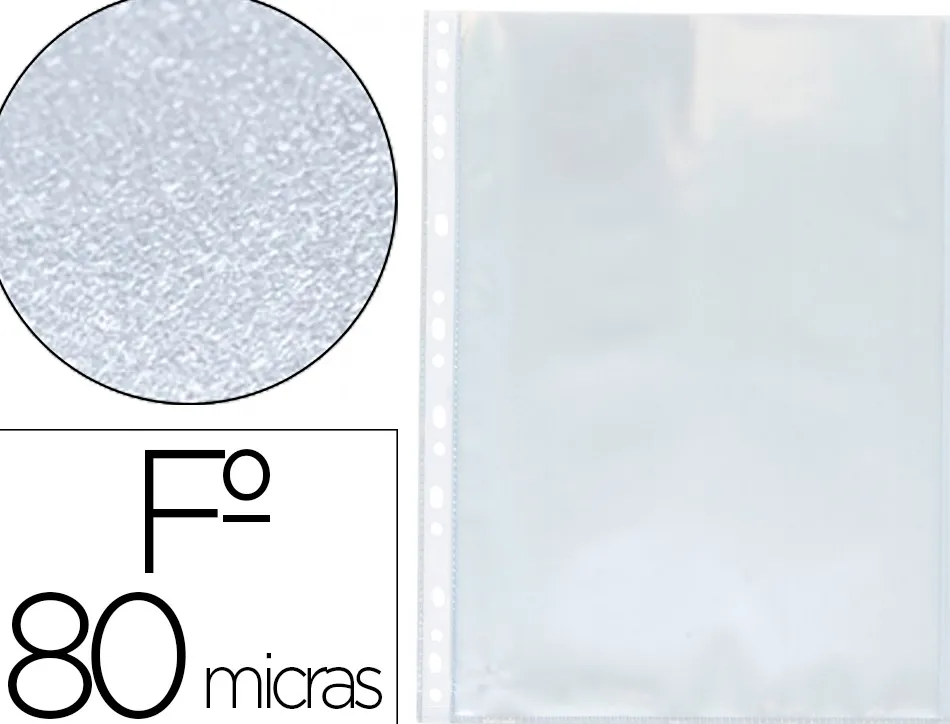 Pochette q-connect polypropylene graine perforee folio 80 mc boite 100 unites