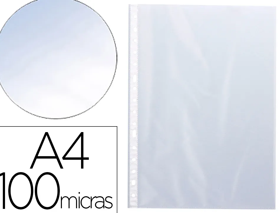 Pochette q-connect polypropylène lisse 10/100e perforée cristal 11 trous a4 210x297mm sachet 10u