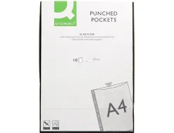 Pochette q-connect polypropylène lisse 10/100e perforée cristal 11 trous a4 210x297mm sachet 10u