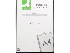 Pochette q-connect polypropylène grainé 8/100e perforée antistatique a4 sachet 10 unités