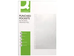 Pochette q-connect polypropylène grainé 8/100e perforée antistatique a4 210x297mm bte de 100
