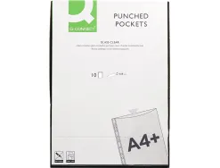 Pochette q-connect polypropylene lisse perforee folio 80 mc cristal sachet 10 unites